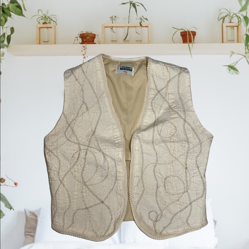 Vintage Handmade Cream Vest - Picture 1 of 15